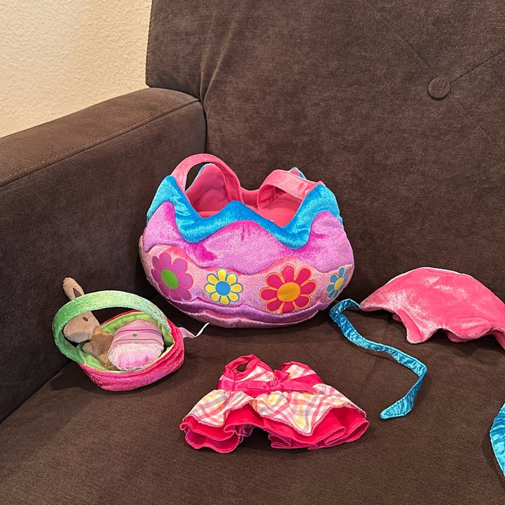 Build a Bear Easter Egg outfit with Basket & Bonus small fry dress EUC Easter